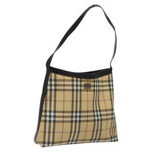 Authentic BURBERRY Nova Check Shoulder Bag PVC Beige